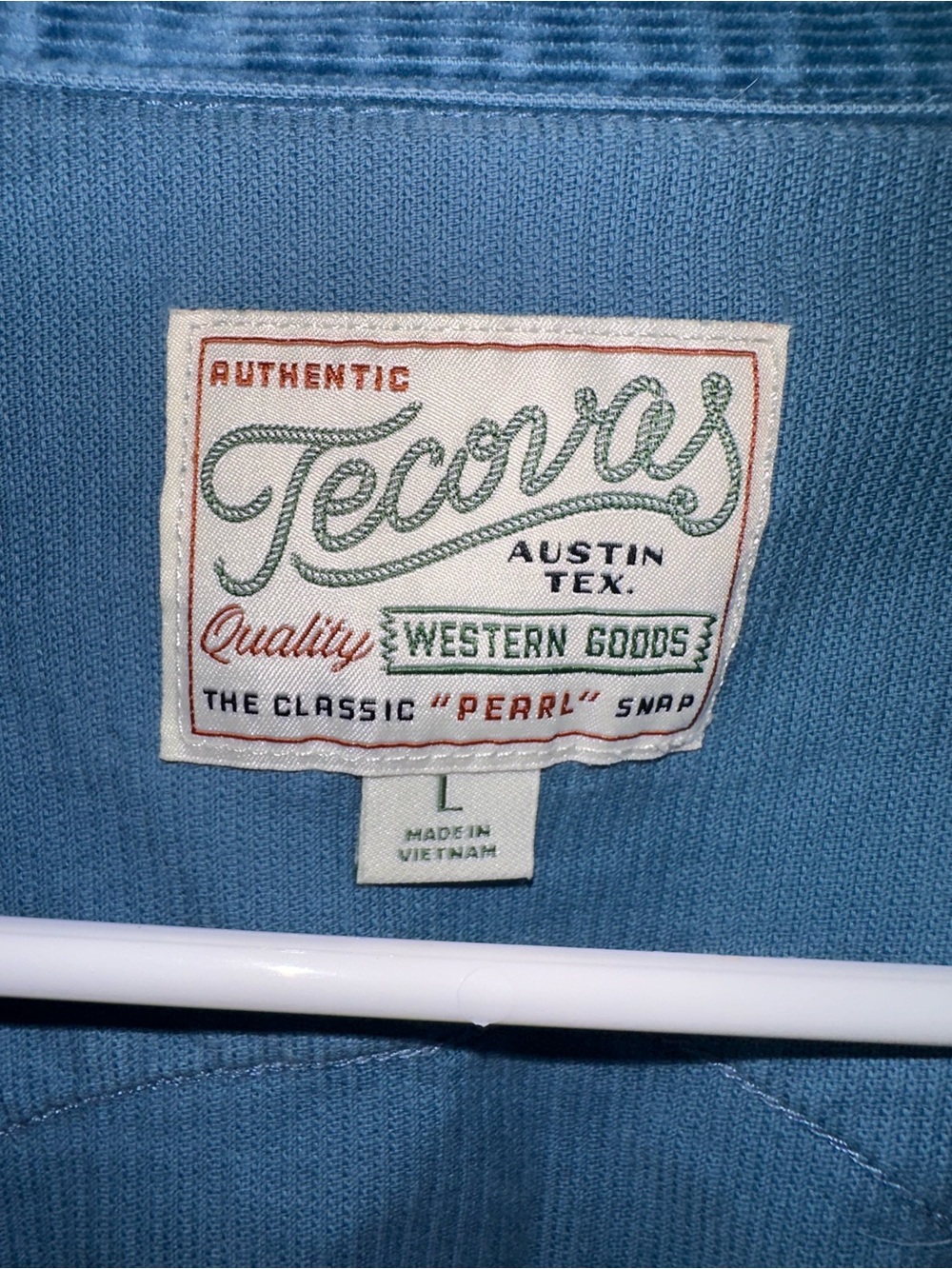 Men’s Corduroy Tecovas Light Blue Western Shirt - Picture 3 of 5